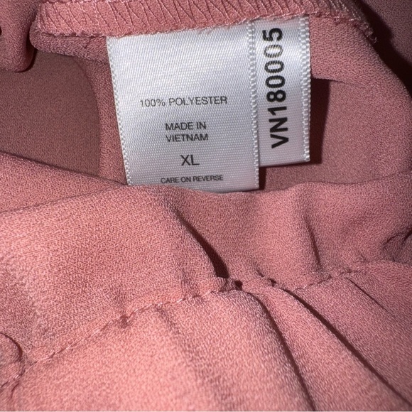 New York & Co Womens Pink 3/4 Sleeve Laced V-neck Bubble Hem Blouse Shirt XL - Picture 6 of 8